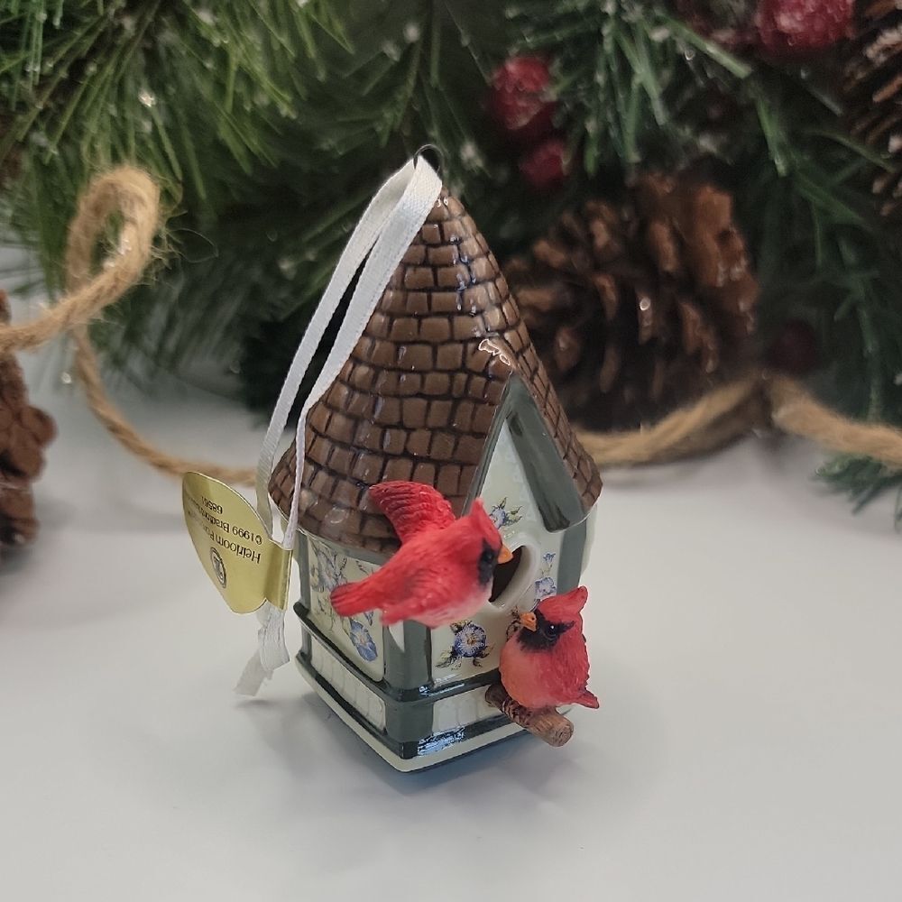 Bradford Editions "Treetop Cottage Cardinals" Ornament Collectible